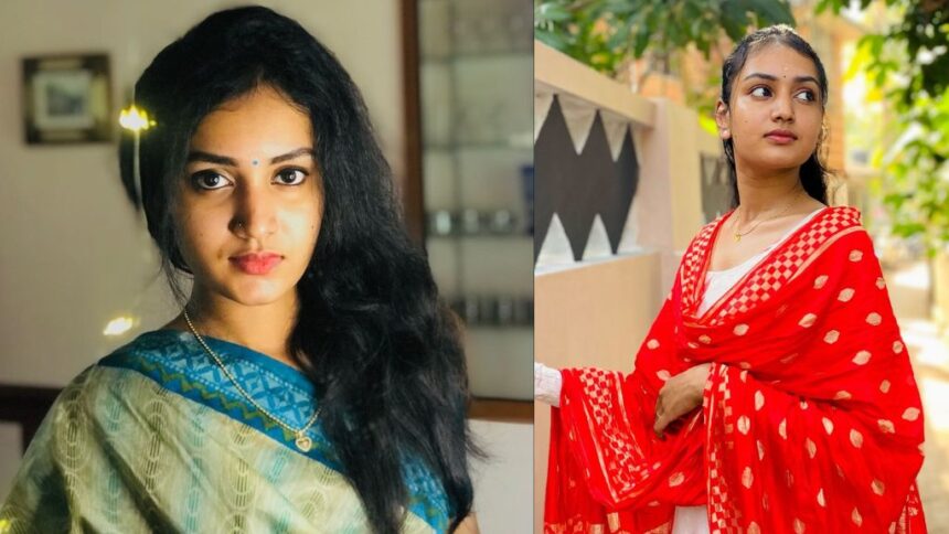 Hunterfly Nathasha Santhosh Nathasha Santhosh posing in traditional Kerala-inspired attire representing fashion and lifestyle content creator