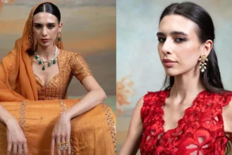 Hunterfly Rivaaj Couture Gul Collection 2026 1 Model wearing an elegant pastel couture ensemble from Rivaaj Couture's Gul collection