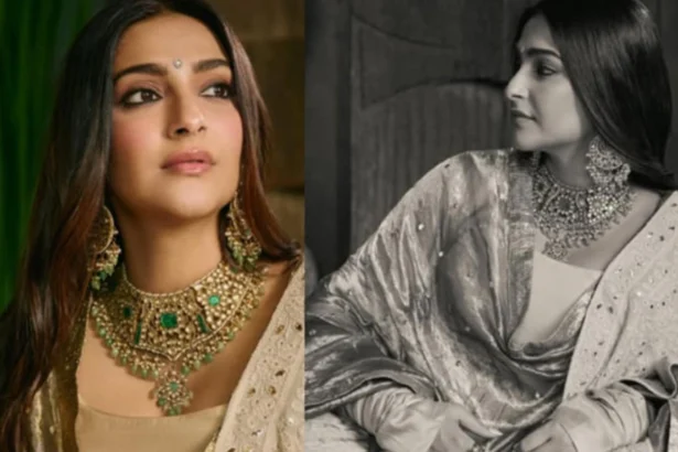 Hunterfly Sonam Kapoors Dewy Makeup Look for Monsoon Weddings Sonam Kapoor-inspired dewy monsoon wedding makeup look with glowing skin and soft brown eye makeup