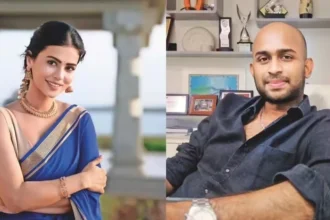 Sharmiela Mandre and Sudhan Sundaram engagement ceremony exchanging rings in Bengaluru