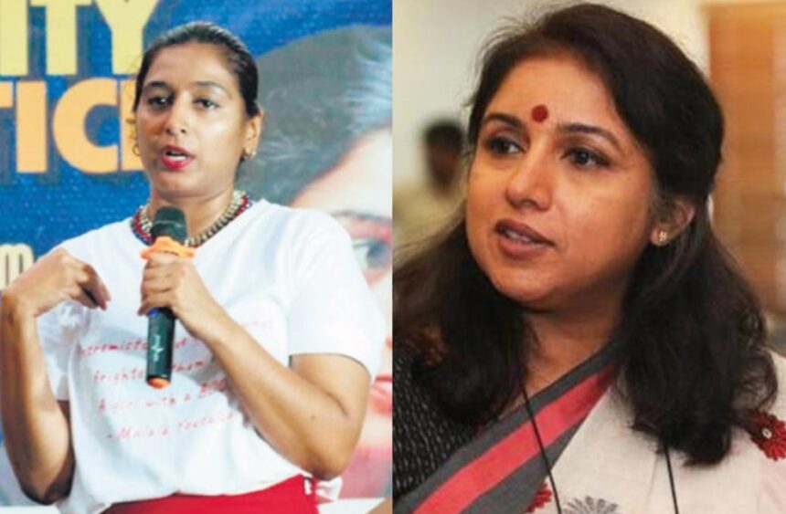 Actors Revathy and Padmapriya during public appearances amid developments involving AMMA