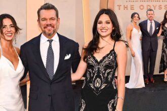 Matt Damon attends The Odyssey premiere with wife Luciana Barroso and family in New York City