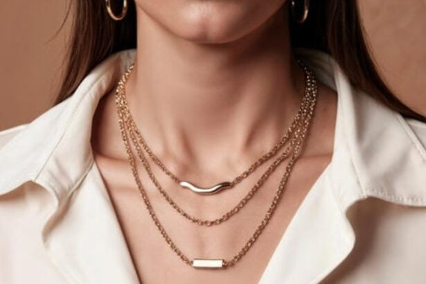 Elegant layered gold and silver necklaces styled with modern fashion outfits