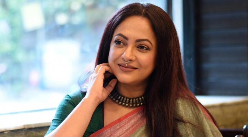 Bengali actor Sreelekha Mitra during a public appearance as Kolkata Police investigate an FIR related to a protest.
