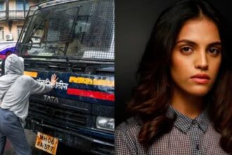Hunterfly 026 07 27 210104 Rhiya Ahir during a student protest in Mumbai before filing a police complaint over alleged online abuse.