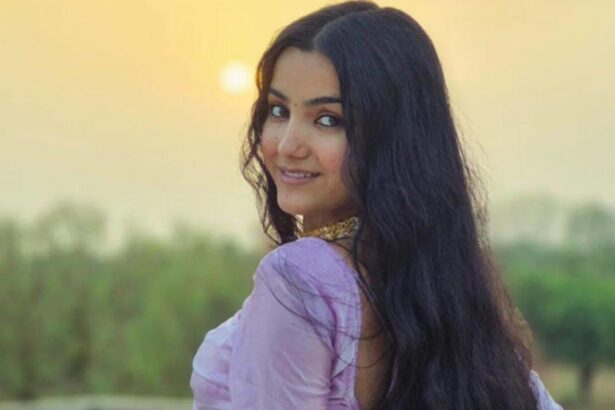 Content creator and model Kusum Sain posing during a fashion shoot after gaining recognition through viral rooftop ramp walk videos.