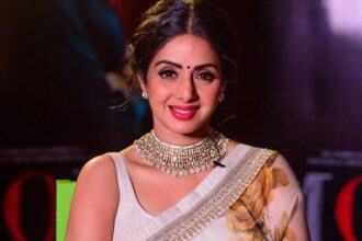 Sridevi wearing the iconic flowing white outfit from the song Kabhi Main Kahoon in Lamhe.
