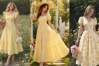 Hunterfly 2026 07 07 233114 Women wearing stylish butter yellow dresses for brunches, vacations, and weekend outings