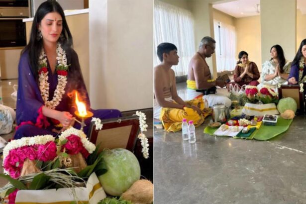 Hunterfly 2026 07 14 091015 Shruti Haasan performing grihapravesh puja at her new Chennai residence