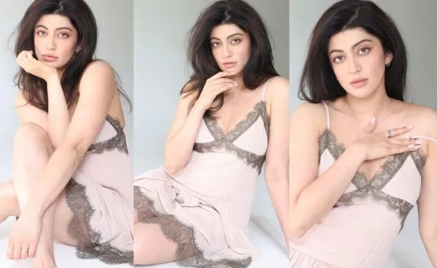 Hunterfly 2026 07 15 214839 Pranitha Subhash stuns in a peach sleeveless mini dress during a glamorous photoshoot
