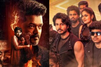 Jana Nayagan and Sigma movie posters featuring Vijay and Jason Sanjay projects