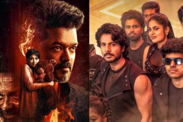 Jana Nayagan and Sigma movie posters featuring Vijay and Jason Sanjay projects