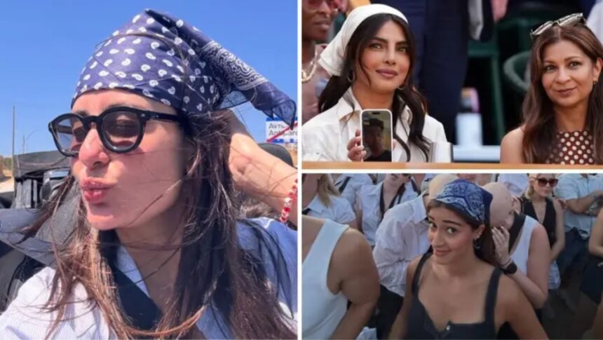 Priyanka Chopra, Ananya Panday, Kareena Kapoor and Alia Bhatt showcasing stylish bandana fashion trends in 2026