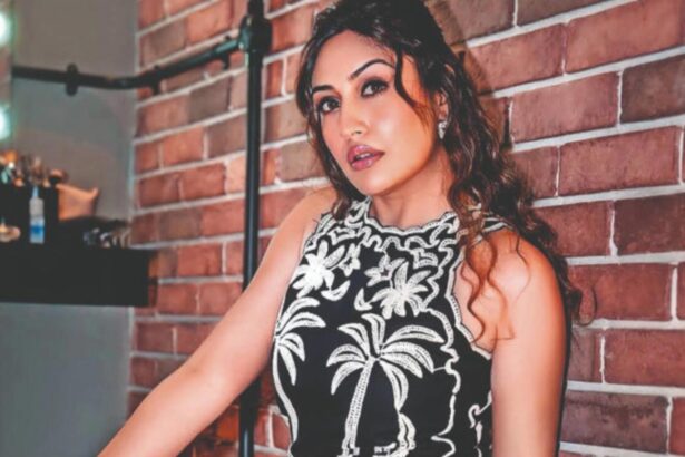 Surbhi Chandna speaks about balancing acting and producing at a media interaction.