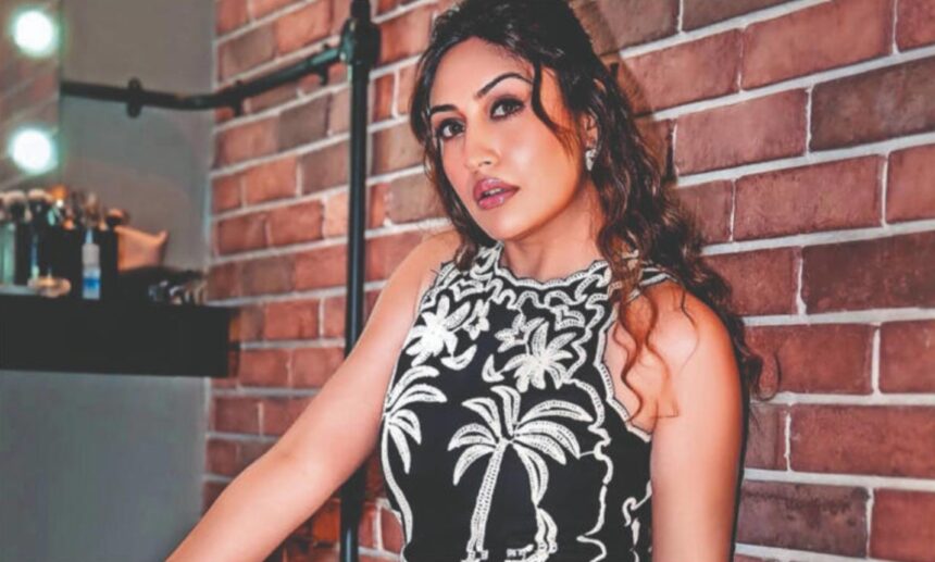 Surbhi Chandna speaks about balancing acting and producing at a media interaction.
