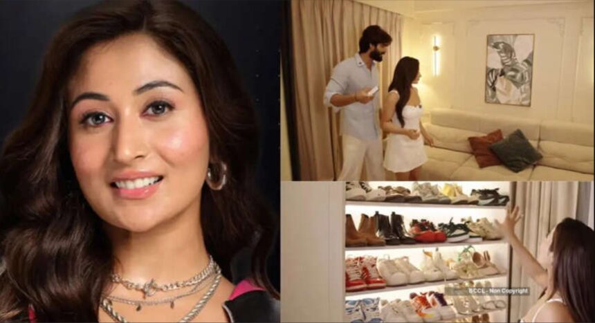 Shreya Kalra inside her luxurious Mumbai home featuring a modern living room and elegant interiors