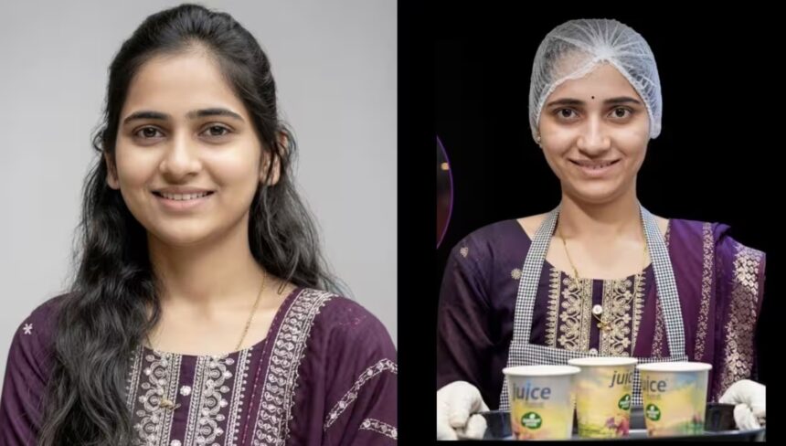Hunterfly 2026 07 29 181846 Entrepreneur Mayuri at her juice business after leaving a tech job to focus on motherhood.
