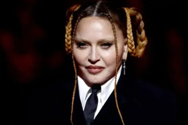 Madonna performs on stage as fans discuss lyrics from her new song Bizarre and possible references to Sean Penn.