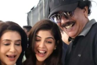 Kalyani Priyadarshan with parents Lissy and Priyadarshan during their emotional reunion project