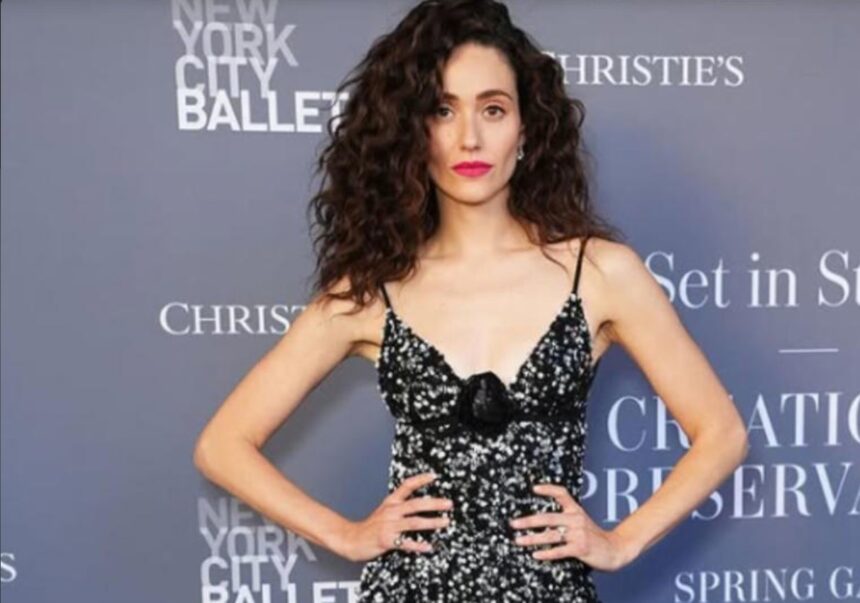 Emmy Rossum discussing her marriage and divorce from Justin Siegel during a podcast interview.