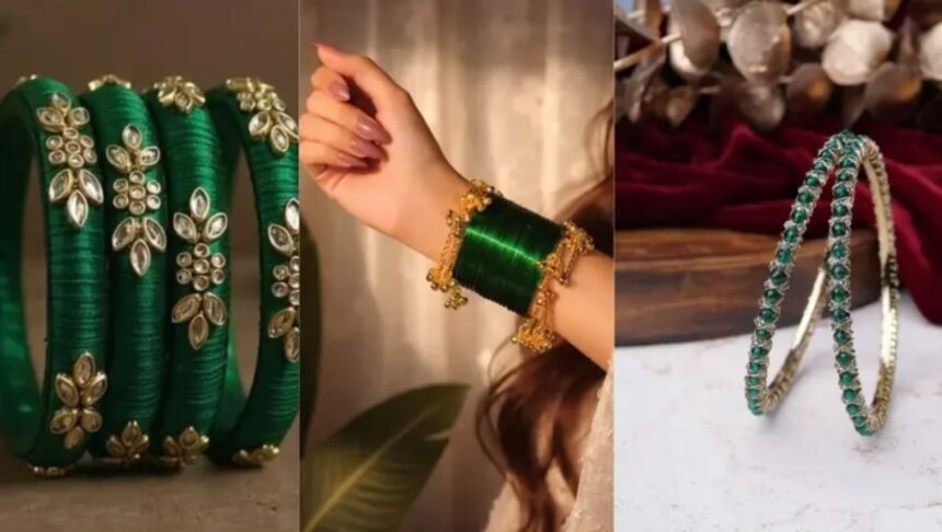 Traditional green bangles for women during Sawan festival celebrations