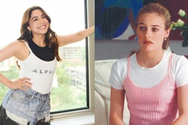 Model wearing layered tops showcasing the two-tops summer fashion trend