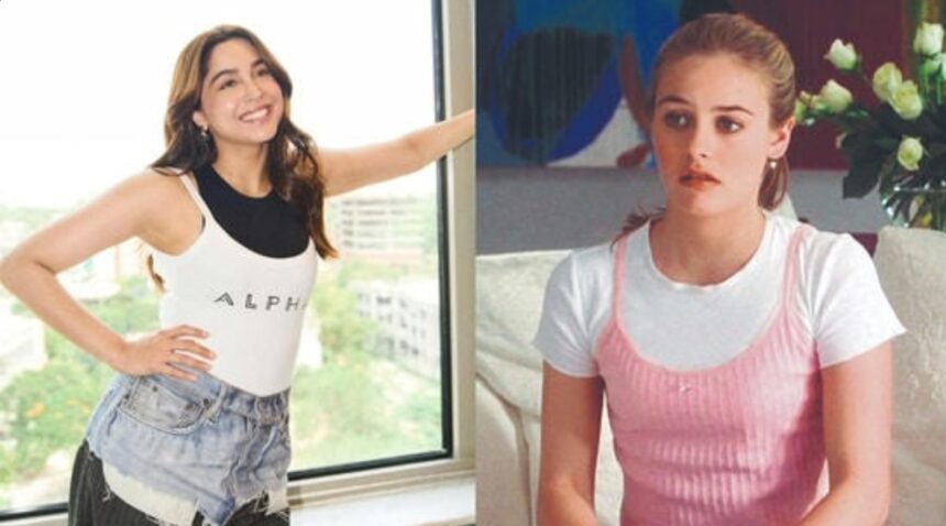 Model wearing layered tops showcasing the two-tops summer fashion trend