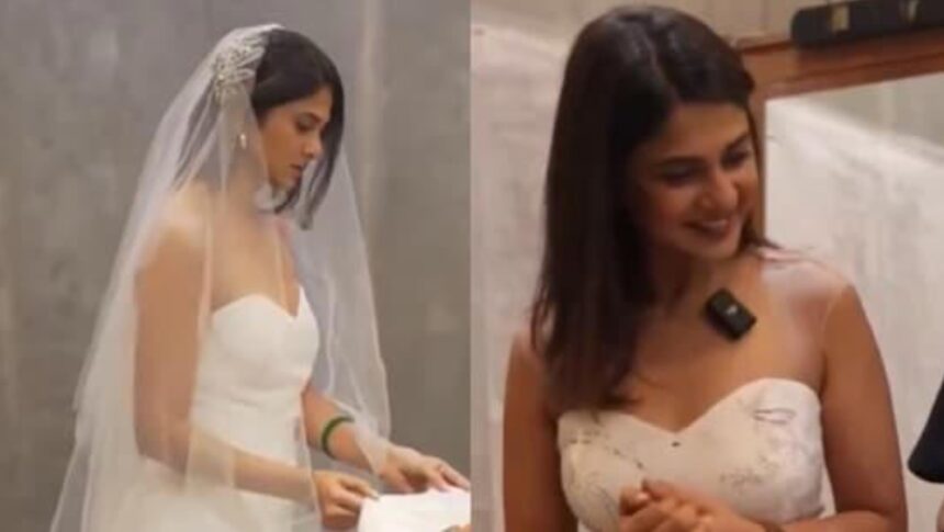 Jennifer Winget during a bridal gown fitting session