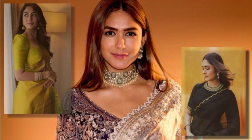 Hunterfly 26 07 20 175505 Mrunal Thakur showcasing elegant saree fashion and traditional Indian style