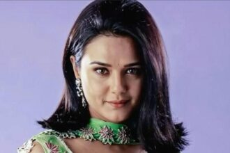 Preity Zinta wearing iconic ethnic suits from her popular Bollywood films.