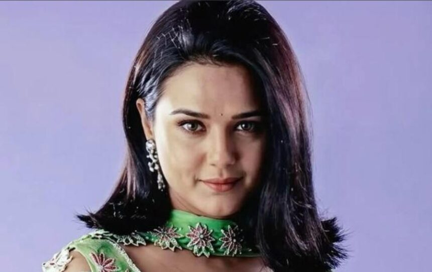 Preity Zinta wearing iconic ethnic suits from her popular Bollywood films.