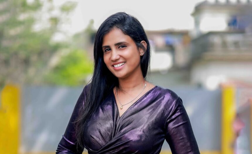 Preethi Kaliyaperumal smiling during a television and digital media promotional event