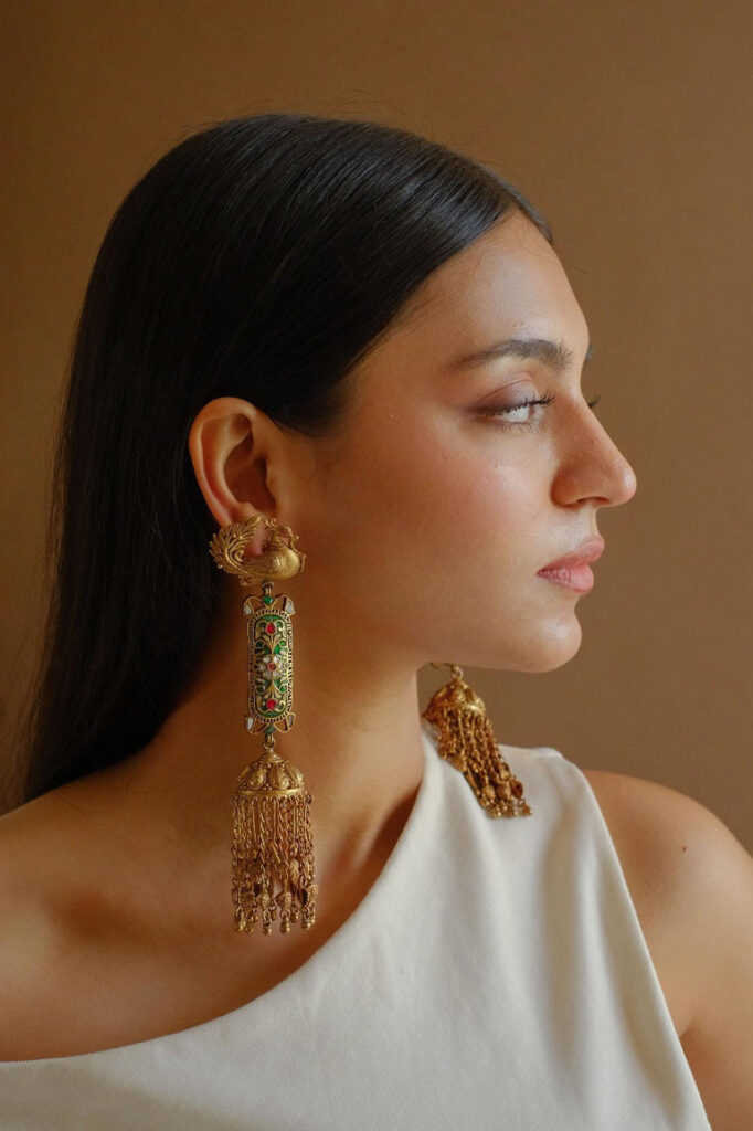 Hunterfly Apala by Sumit statement earrings crafted in sterling silver with 22kt gold detailing Hunterfly Apala by Sumit statement earrings crafted in sterling silver with 22kt gold detailing