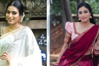 Nisha Jagadeeswaran at a television event, actress, anchor and television host