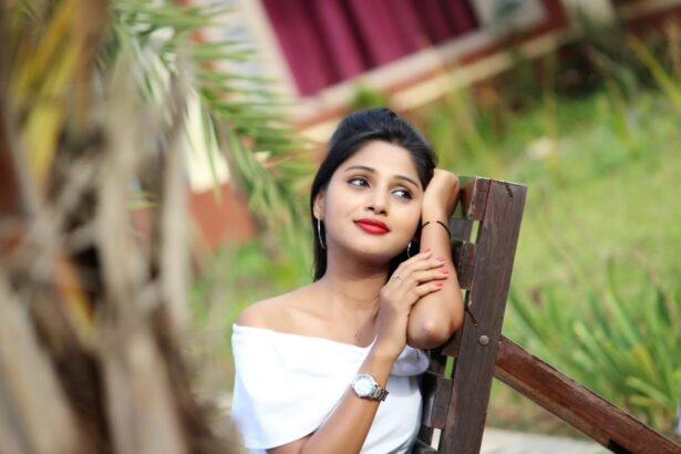Pavithra B Naik during a television promotional event for a South Indian serial