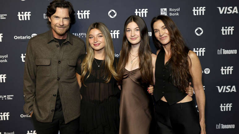 Jason Bateman with wife Amanda Anka and their daughters at a public event