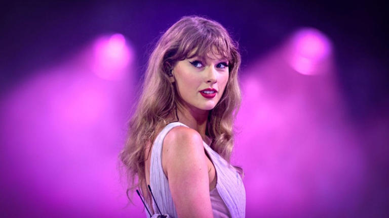 Taylor Swift attending a public event as fans discuss celebrity relationships and media attention.