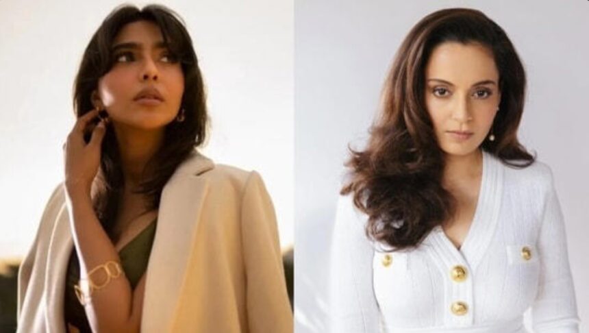 Aishwarya Lekshmi and Kangana Ranaut in separate file photos.