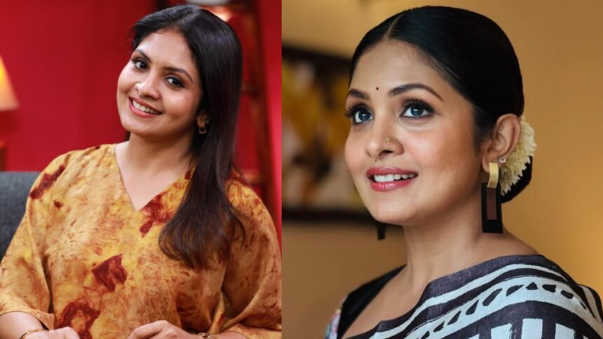 Gayathri Arun at a Malayalam television and cinema promotional event