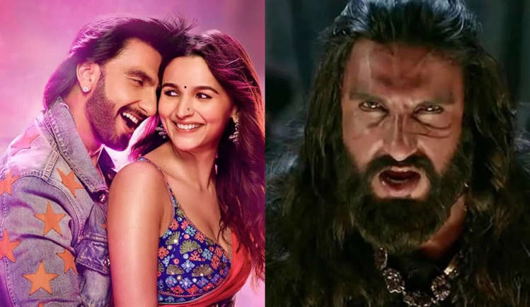 Ranveer Singh celebrating his birthday alongside posters of his biggest box office films