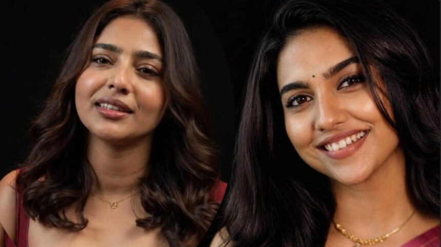 Aishwarya Lekshmi, Mamitha Baiju and Kayadu Lohar during public appearances.