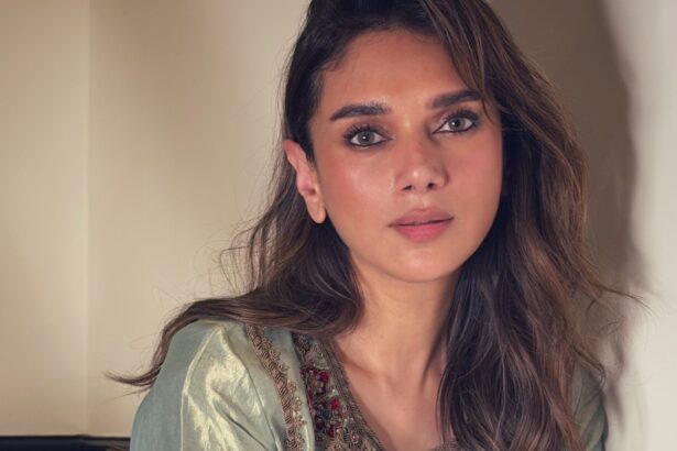 Aditi Rao Hydari in a sage gharara and red choga festive looks