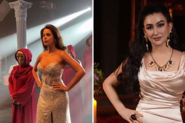 Hunterfly 026 08 23 180426 Mallika Sherawat in a green dress on The Traitors India Season 2