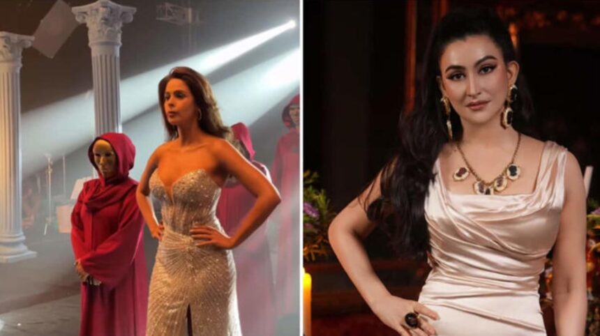 Hunterfly 026 08 23 180426 Mallika Sherawat in a green dress on The Traitors India Season 2