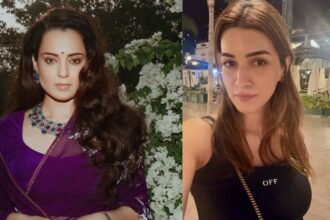 Kangana Ranaut and Kriti Sanon amid the social media debate over the Raksha Bandhan advertisement controversy