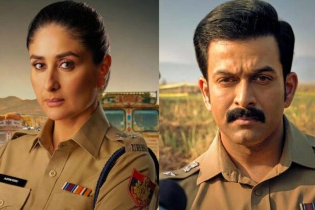 Kareena Kapoor Khan and Prithviraj Sukumaran in Daayra character posters as DCP Ajooni Kohli and DCP Raman Kumar