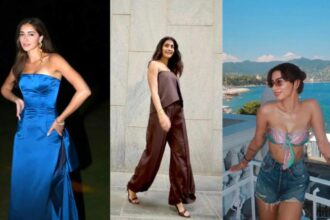 Bollywood celebrities Ananya Panday, Pooja Hegde, Khushi Kapoor and Janhvi Kapoor showcasing their latest stylish outfits
