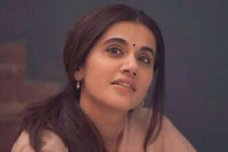 Taapsee Pannu in a collage featuring her acclaimed films including Pink, Thappad, Badla and Naam Shabana