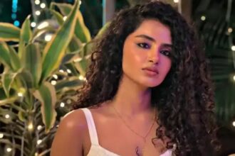 Anupama Parameswaran speaks to the media during a promotional event in Hyderabad.