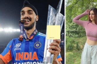 Hunterfly 2026 08 03 205848 Indian cricketer Arshdeep Singh and Punjabi actress Samreen Kaur during separate public appearances.